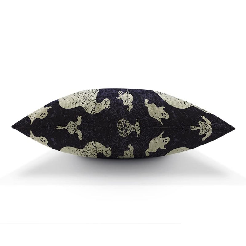 AOYEGO AOYEGO Ghost Throw Pillow Cover 12x20 Inch Halloween Scary Skull Ghosts Spirit in Vintage Doodle Paper Rectangle Pillow Cases Home Decorative Cotton Linen Cushion Cover for Bed Sofa  - Image 5