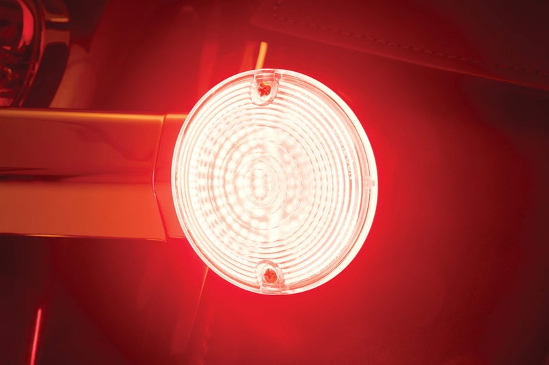 Kuryakyn 2940 Motorcycle Lighting Accessory: LuminEZ LED Rear Turn Signal Inserts for Harley Davidson Motorcycles, Red, 3-1/4" Flat, 1 Pair - Image 2