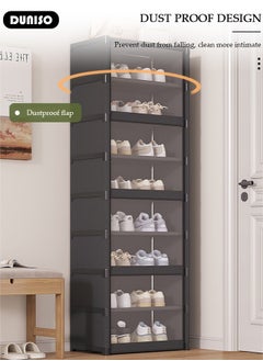 DUNISO 9 Tier Shoe Cabinet, Space Saving Free Standing Shoe Storage Rack with Dust-proof Door,  Simple Shoe Dust Cover, Creative Home Shoe Rack, Portable Plastic Shoes Tower Cabinet for Hallway, Bedroom, Entryway  - Image 5