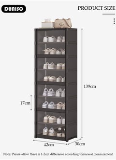 DUNISO 9 Tier Shoe Cabinet, Space Saving Free Standing Shoe Storage Rack with Dust-proof Door,  Simple Shoe Dust Cover, Creative Home Shoe Rack, Portable Plastic Shoes Tower Cabinet for Hallway, Bedroom, Entryway  - Image 4