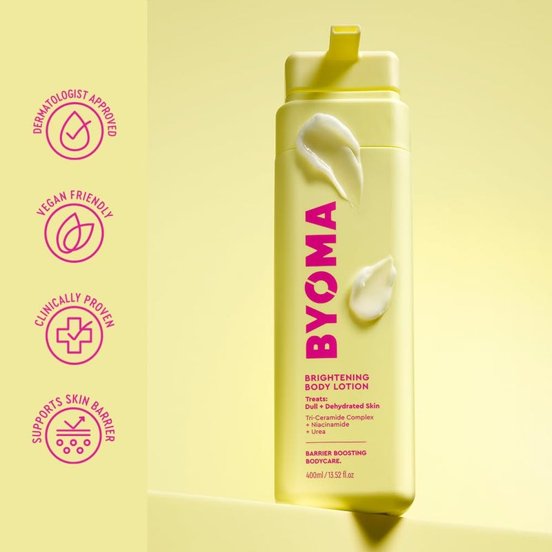 BYOMA Brightening Body Lotion - For Dull, Dehydrated Complexion - Creamy Moisturizer with Niacinamide + Urea - Evens Tone & Supports Barrier - 13.52 fl oz - Image 5