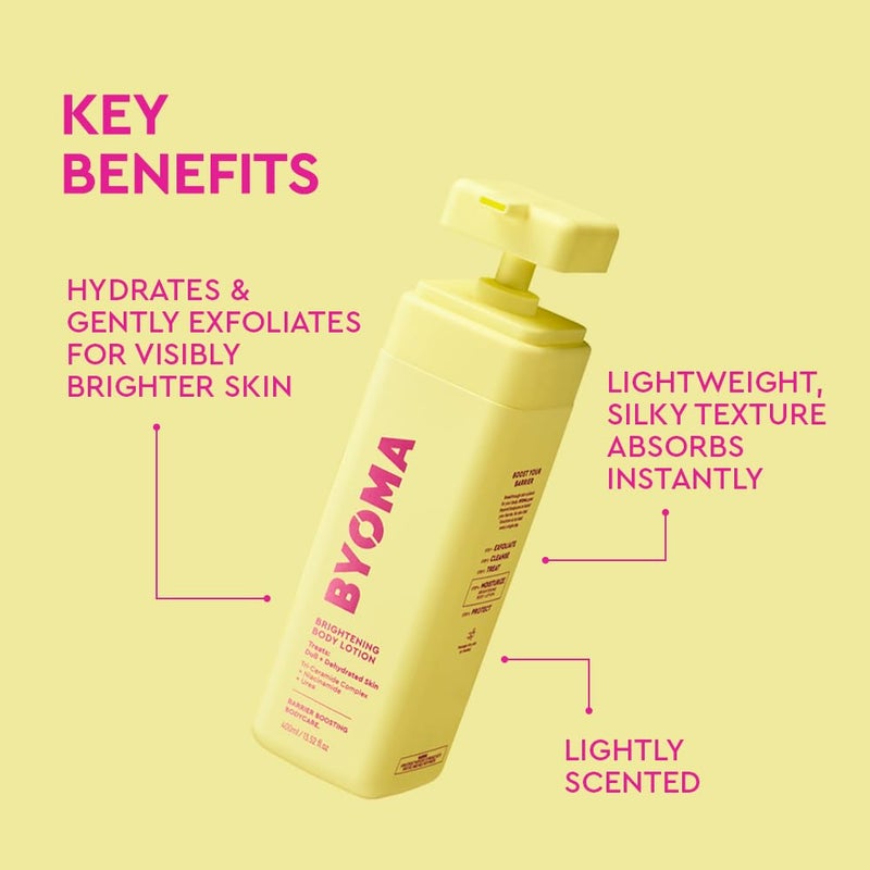 BYOMA Brightening Body Lotion - For Dull, Dehydrated Complexion - Creamy Moisturizer with Niacinamide + Urea - Evens Tone & Supports Barrier - 13.52 fl oz - Image 3