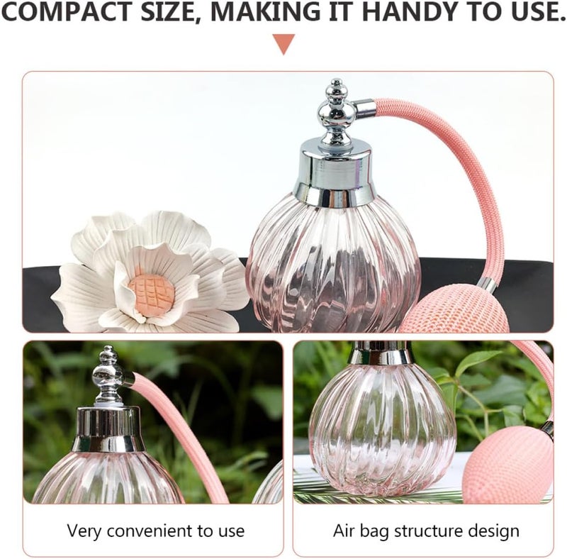 Hemobllo 90ml Pink Refillable Perfume Bottle with Airbag Atomizer Sprayer, Glass Sub Bottle Container for Travel and Daily Cosmetic Use - Image 5