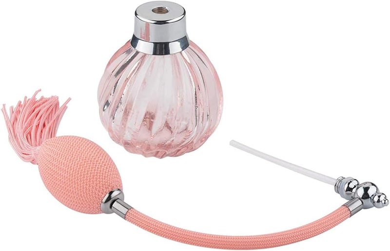 Hemobllo 90ml Pink Refillable Perfume Bottle with Airbag Atomizer Sprayer, Glass Sub Bottle Container for Travel and Daily Cosmetic Use - Image 1