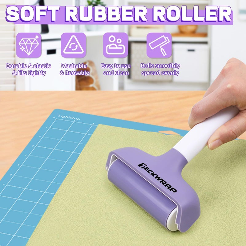 TECKWRAP Brayer Roller Set, 4 PCS â€“ Printmaking Brayer with Pin Pen, Tweezers & Felt Squeegee for Vinyl, Iron-On, Scrapbooking, Stamping, and Card Making - Image 4