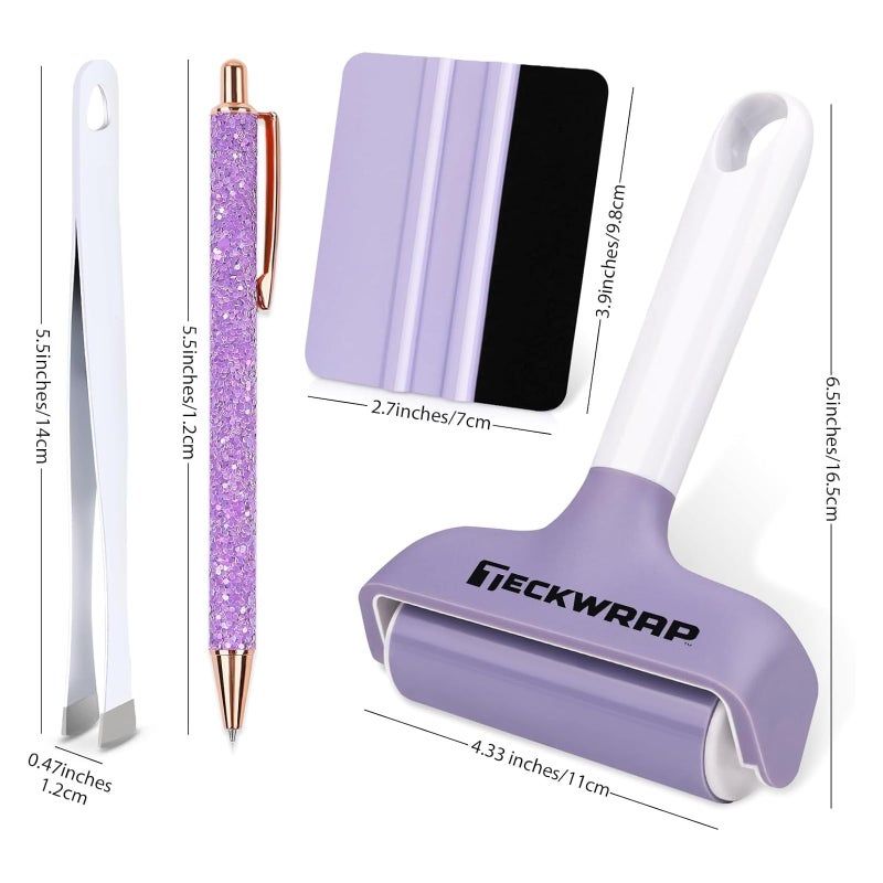 TECKWRAP Brayer Roller Set, 4 PCS â€“ Printmaking Brayer with Pin Pen, Tweezers & Felt Squeegee for Vinyl, Iron-On, Scrapbooking, Stamping, and Card Making - Image 2