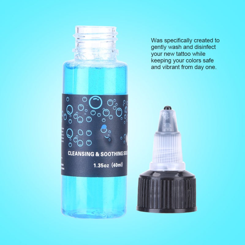 Blue Tattoo Cleanser: Non-Stinging Gentle Formula - Soothing Pain Relief Tattoo Cleansing Solution for New Tattoo Healing & Sensitive Skin - Image 2