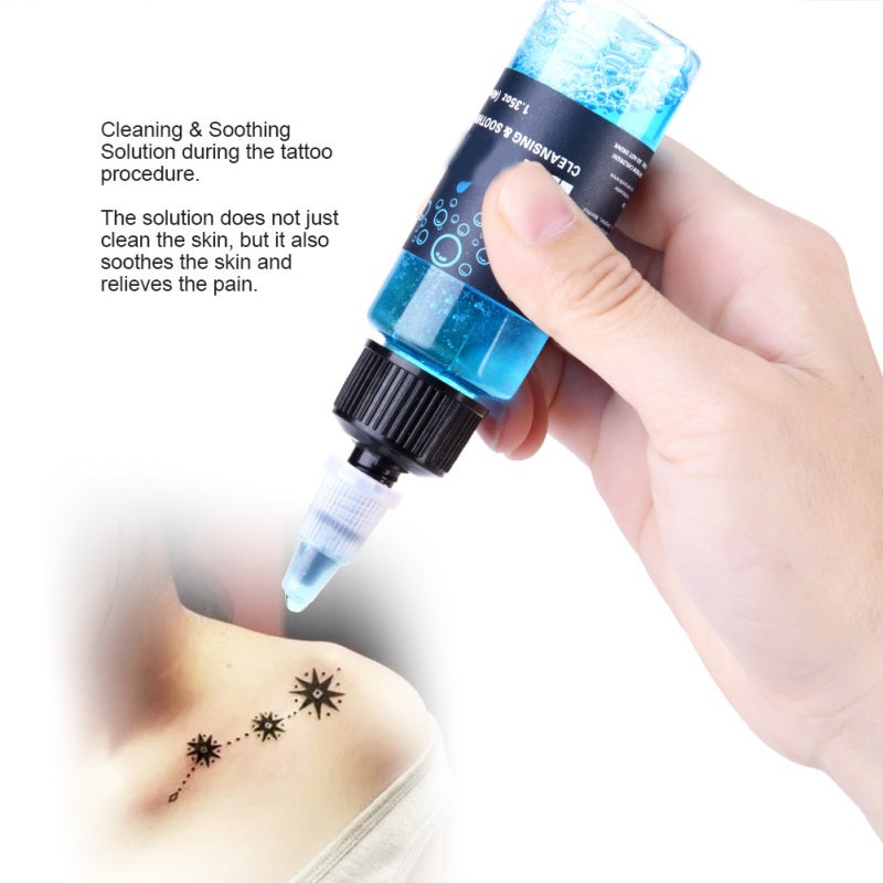 Blue Tattoo Cleanser: Non-Stinging Gentle Formula - Soothing Pain Relief Tattoo Cleansing Solution for New Tattoo Healing & Sensitive Skin - Image 3