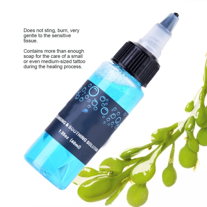 Blue Tattoo Cleanser: Non-Stinging Gentle Formula - Soothing Pain Relief Tattoo Cleansing Solution for New Tattoo Healing & Sensitive Skin - Image 4