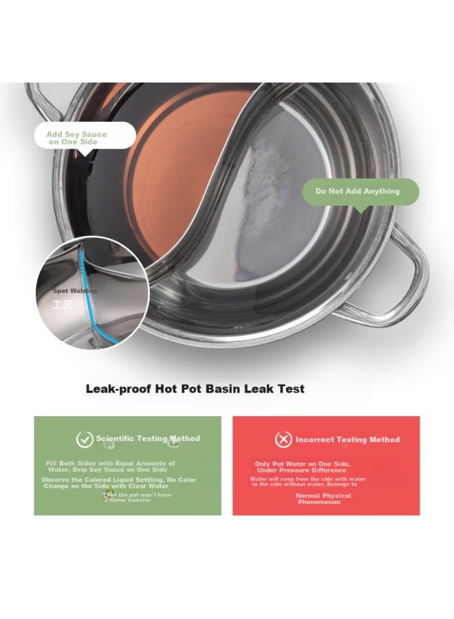 GRASEY Guangyi Hot Pot 304 Stainless Steel Yin Yang Pot 30cm Soup Pot Thickened Induction Cooker Universal With Lid And Soup Ladle Gy7818 - Image 2