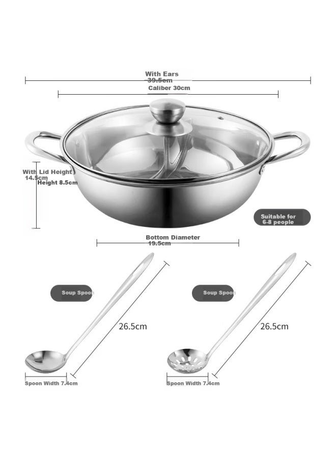 GRASEY Guangyi Hot Pot 304 Stainless Steel Yin Yang Pot 30cm Soup Pot Thickened Induction Cooker Universal With Lid And Soup Ladle Gy7818 - Image 5