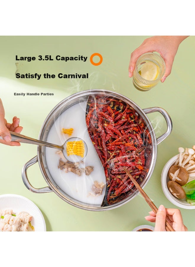 GRASEY Guangyi Hot Pot 304 Stainless Steel Yin Yang Pot 30cm Soup Pot Thickened Induction Cooker Universal With Lid And Soup Ladle Gy7818 - Image 1