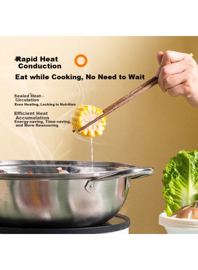 GRASEY Guangyi Hot Pot 304 Stainless Steel Yin Yang Pot 30cm Soup Pot Thickened Induction Cooker Universal With Lid And Soup Ladle Gy7818 - Image 3
