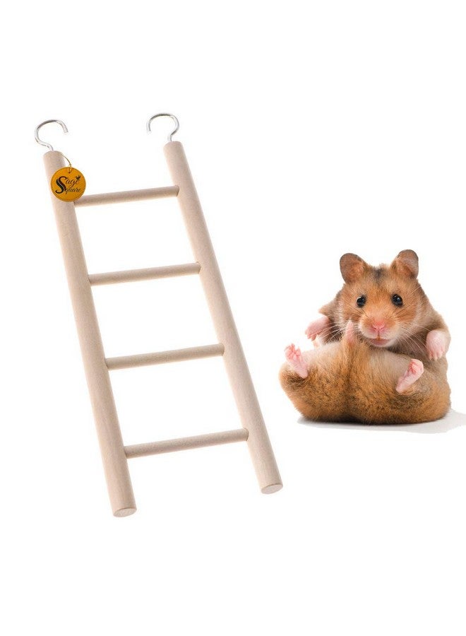 سايج سكوير لعبة سلم تسلق خشبي طبيعي مرحة للتمرين والمتعة || مع خطافات || للهامستر، السنجاب الطائر، القزم، الجرذان، الفئران، الجربوع || 4 درجات / 22 سم - Image 1