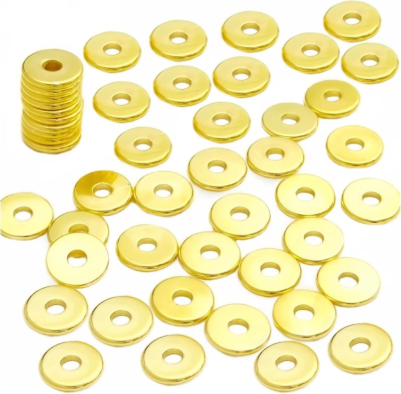 200 Pcs 18K Gold Plated Round Spacer Beads, Flat Metal Beads for Jewelry DIY, Lead-Free, Nickel-Free for Necklaces, Earrings, Bracelets, & More - Image 1