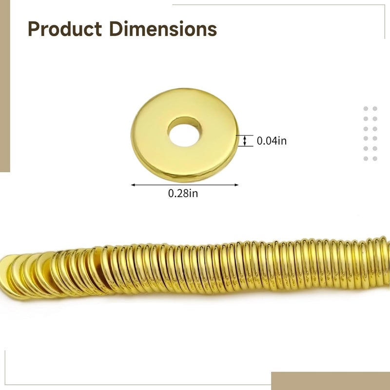 200 Pcs 18K Gold Plated Round Spacer Beads, Flat Metal Beads for Jewelry DIY, Lead-Free, Nickel-Free for Necklaces, Earrings, Bracelets, & More - Image 2