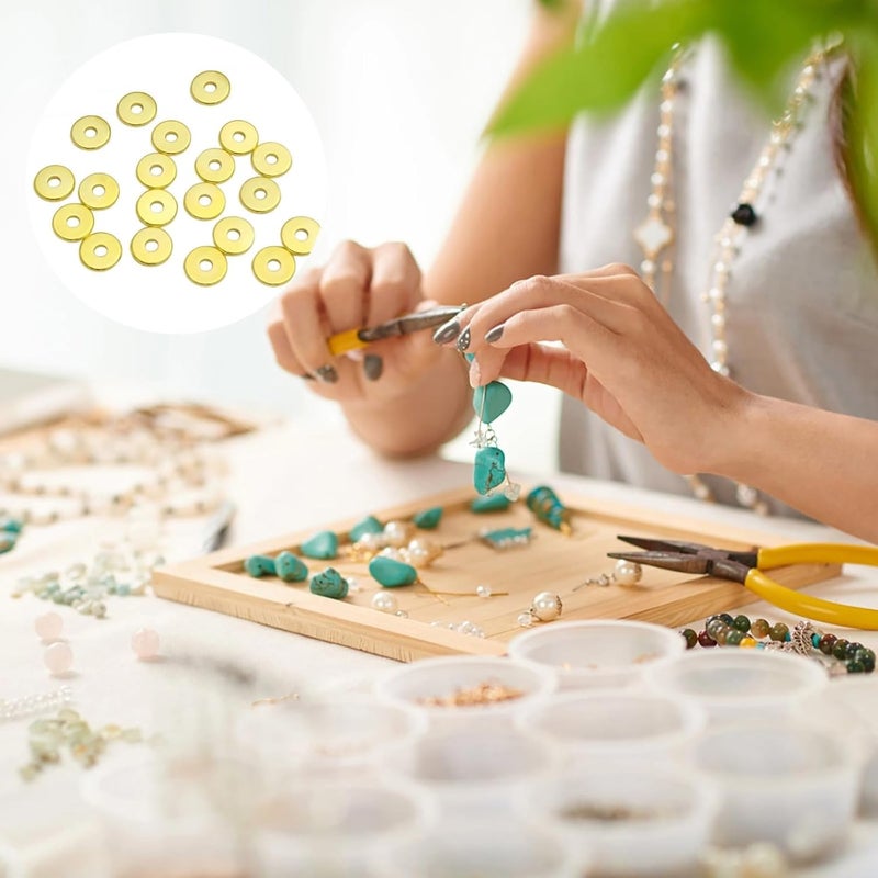 200 Pcs 18K Gold Plated Round Spacer Beads, Flat Metal Beads for Jewelry DIY, Lead-Free, Nickel-Free for Necklaces, Earrings, Bracelets, & More - Image 5