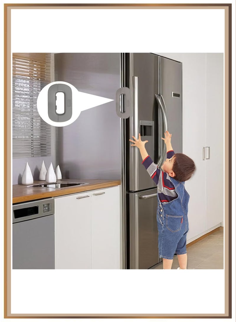 Baby Proofing 2 Pack - Refrigerator Lock & Cabinet Lock Self-Adhesive, Strong Child Safety Lock for Fridge, Freezer, Cupboard Doors (No Tools Needed)2-Piece Fridge Freezer Door Lock - Image 2