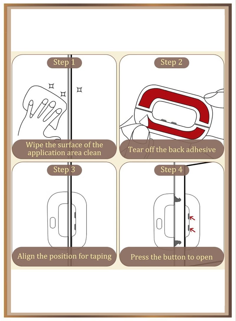 Baby Proofing 2 Pack - Refrigerator Lock & Cabinet Lock Self-Adhesive, Strong Child Safety Lock for Fridge, Freezer, Cupboard Doors (No Tools Needed)2-Piece Fridge Freezer Door Lock - Image 4