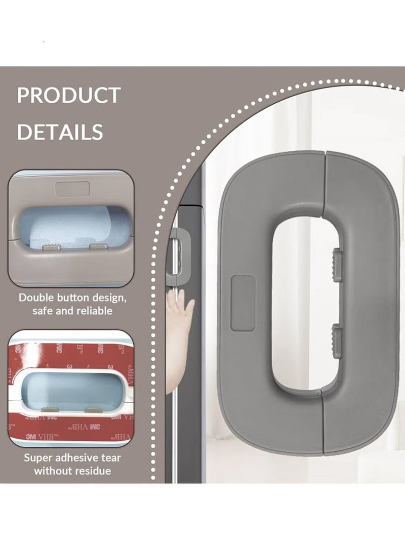 2-Piece Child-Safety Fridge Freezer Door Lock, Baby Protection Latch Self-Adhesive with Strong Adhesive Easy to Install, No Tools Need for Cupboard Door Drawer Closet Refrigerator - Image 3