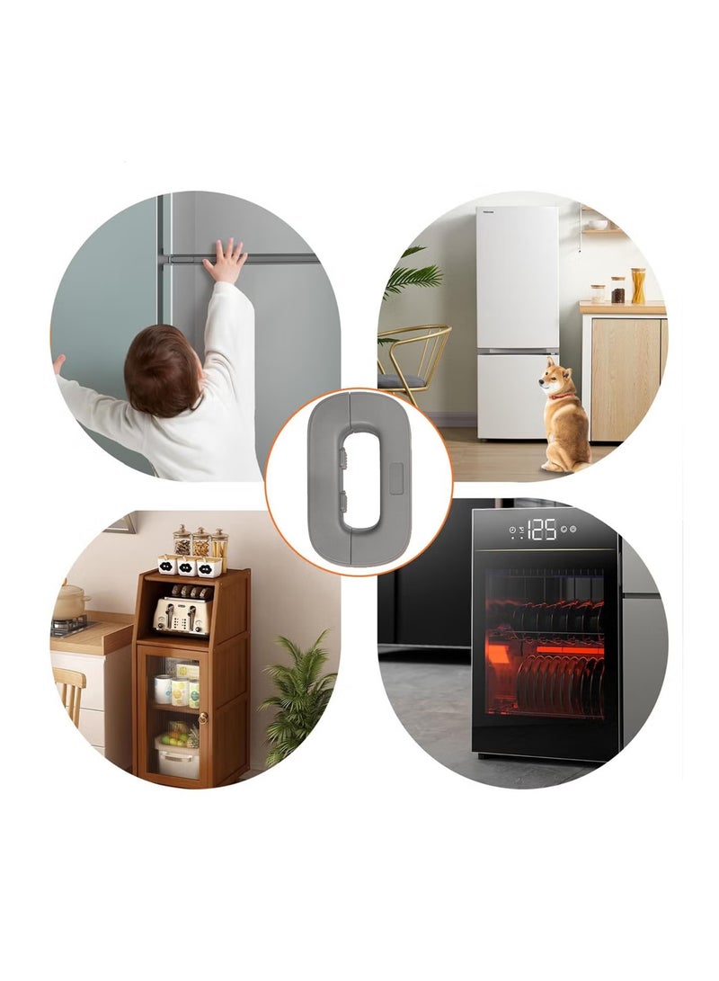 2-Piece Child-Safety Fridge Freezer Door Lock, Baby Protection Latch Self-Adhesive with Strong Adhesive Easy to Install, No Tools Need for Cupboard Door Drawer Closet Refrigerator - Image 5