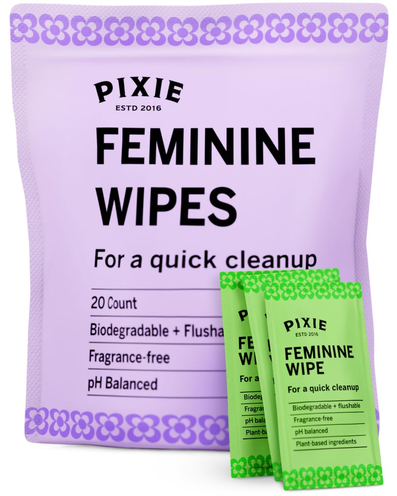 Pixie Cup Pixie Menstrual Cup Wipes - Flushable, Biodegradable, & Ph Balanced - Best Individually Wrapped Packet Wipes for On The Go & Public Bathrooms - Wash, & Cleaner For Your Period Cups & Discs (30 Count) - Image 1