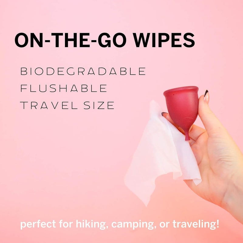 Pixie Cup Pixie Menstrual Cup Wipes - Flushable, Biodegradable, & Ph Balanced - Best Individually Wrapped Packet Wipes for On The Go & Public Bathrooms - Wash, & Cleaner For Your Period Cups & Discs (30 Count) - Image 3