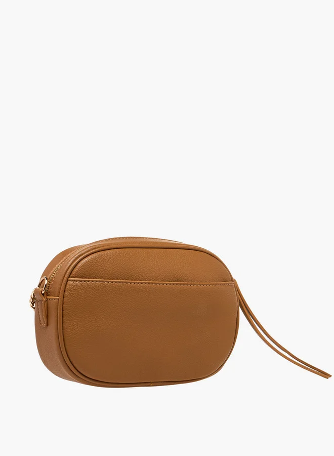 Flora Bella By Shoexpress Solid Crossbody Bag with Adjustable Strap and Zip Closure