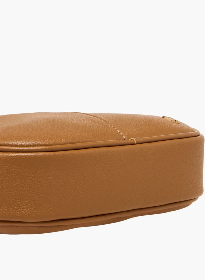 Flora Bella By Shoexpress Solid Crossbody Bag with Adjustable Strap and Zip Closure