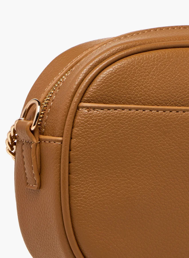Flora Bella By Shoexpress Solid Crossbody Bag with Adjustable Strap and Zip Closure