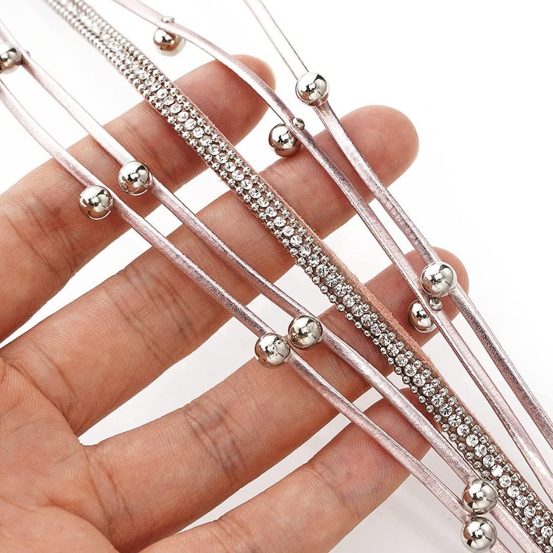 Suyi Women Wrap Bracelet Multilayered Leather Braided Bangle Wrist Cuff Bangles with Magnetic Buckle - Image 4