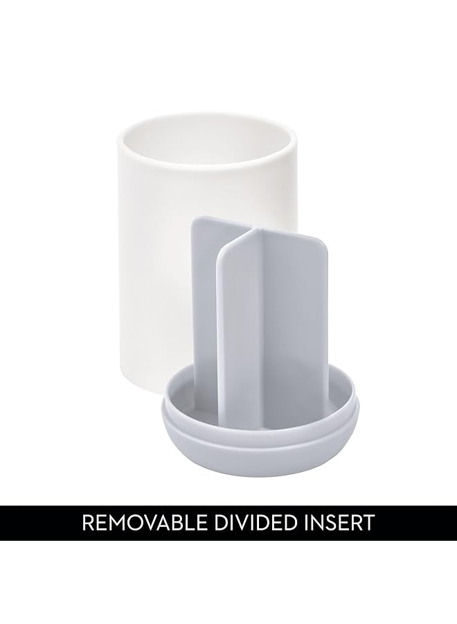 InterDesign Toothbrush Holder For Normal Toothbrushes Spin Brushes And Toothpaste The Cade Collection 3 Inch X 3 Inch X 4.5 Inch White Gray - Image 4