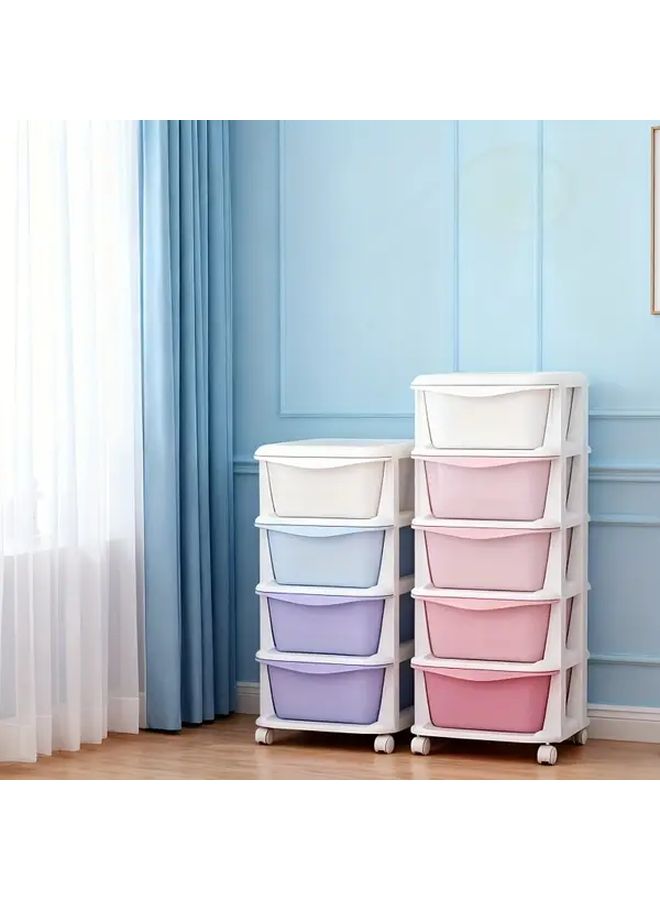 Gradient Pink 3 Layer Storage Cabinet with Wheels Heavy Duty Plastic Organizer Drawers - Image 4