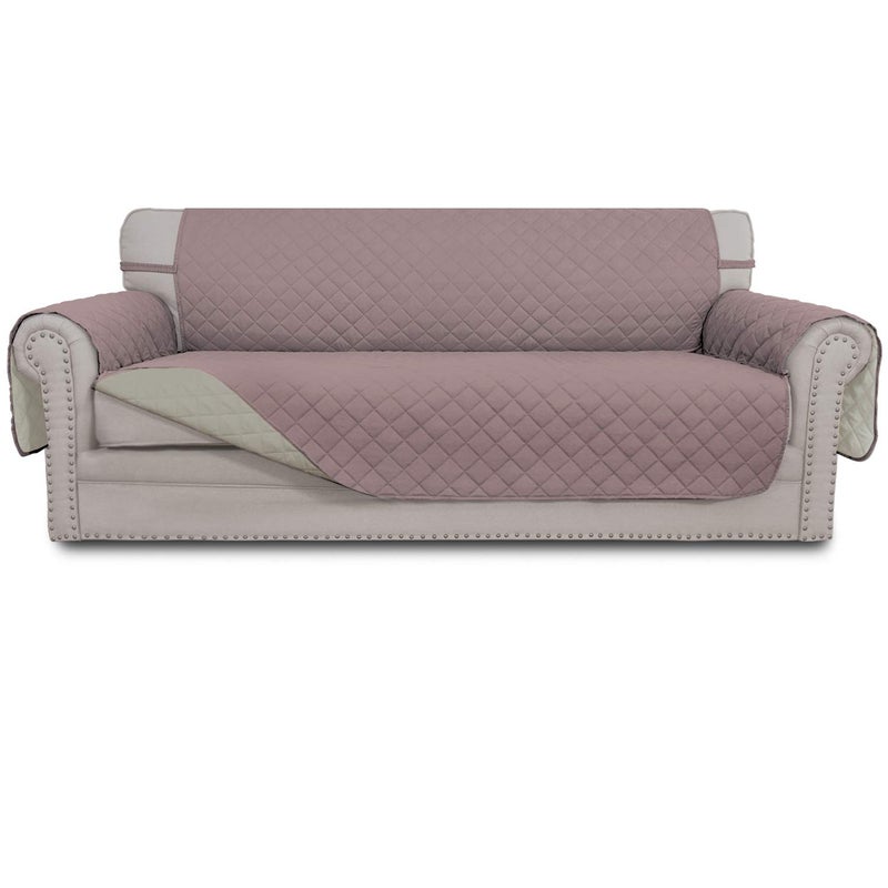 Easy-Going EasyGoing Reversible Oversized Couch Cover for 3 Cushion Couch Sofa Cover for Dogs Water Resistant Furniture Protector Cover with Foam Sticks for Pet Oversized Sofa PinkBeige  - Image 1