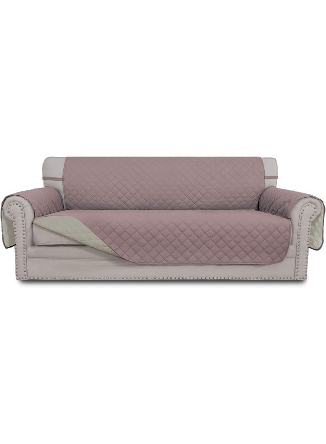 Easy-Going EasyGoing Reversible Oversized Couch Cover for 3 Cushion Couch Sofa Cover for Dogs Water Resistant Furniture Protector Cover with Foam Sticks for Pet Oversized Sofa PinkBeige  - Image 2