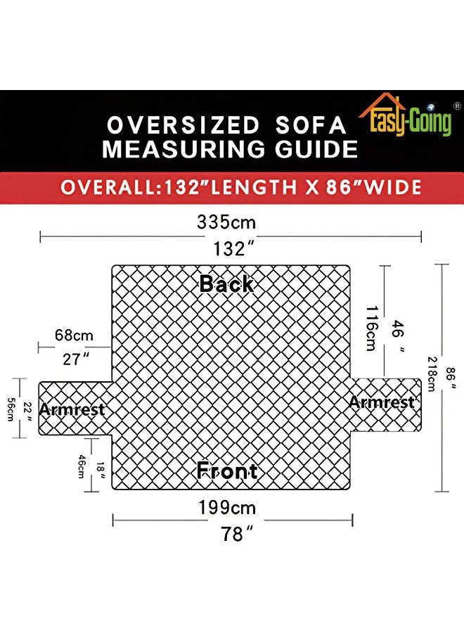Easy-Going EasyGoing Reversible Oversized Couch Cover for 3 Cushion Couch Sofa Cover for Dogs Water Resistant Furniture Protector Cover with Foam Sticks for Pet Oversized Sofa PinkBeige  - Image 5
