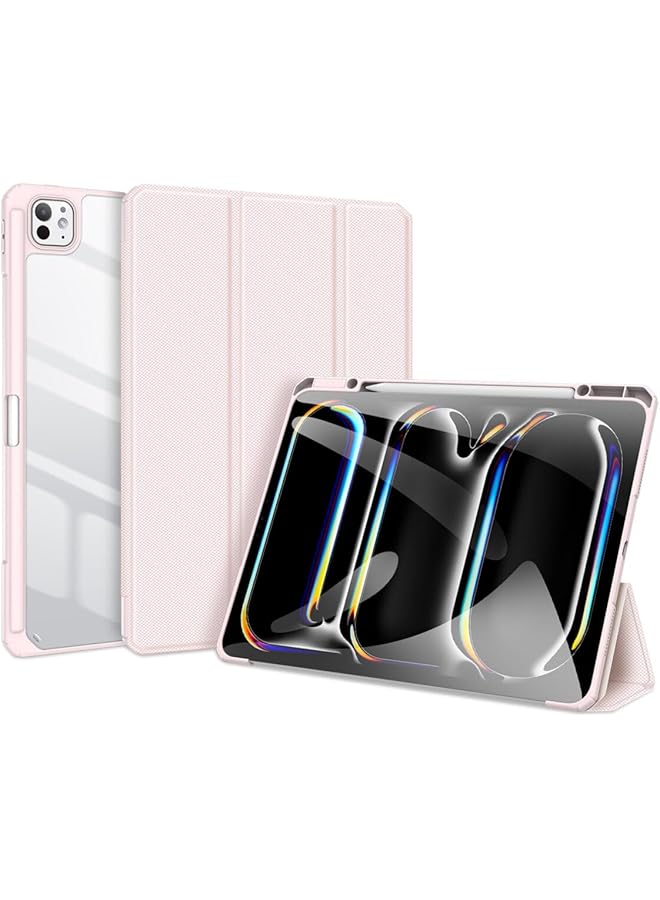 erorex Triple Fold Transparent Case Compatible With Ipad Pro 13 2024 7Th Generation Tablet Case With Pencil Holder And Auto Sleep Wake For Ipad Pro 13 Inch Pink - Image 1