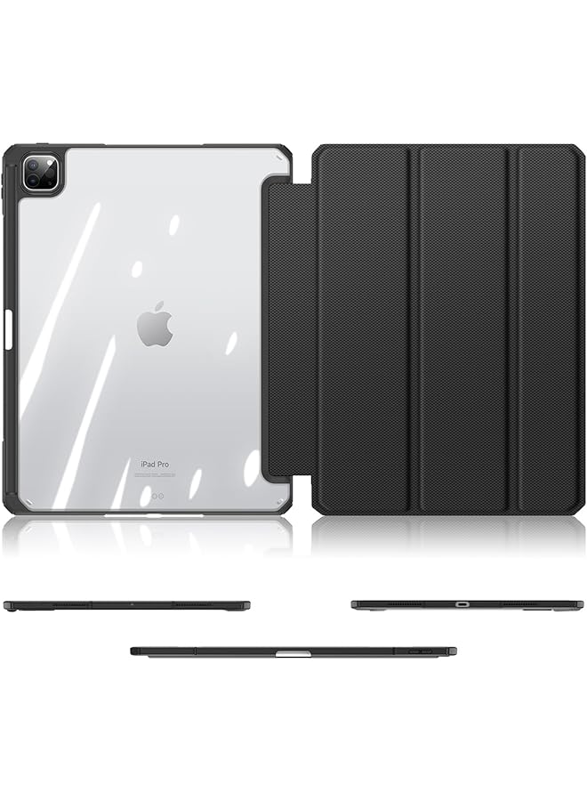 erorex Triple Fold Transparent Case Compatible With Ipad Pro 13 2024 7Th Generation Tablet Case With Pencil Holder And Auto Sleep Wake For Ipad Pro 13 Inch Pink - Image 3