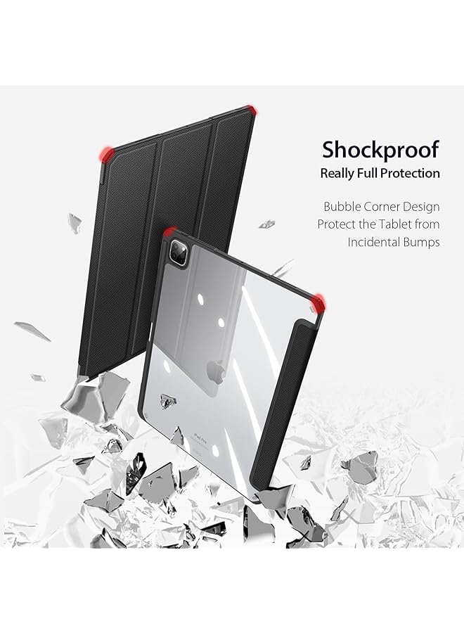 erorex Triple Fold Transparent Case Compatible With Ipad Pro 13 2024 7Th Generation Tablet Case With Pencil Holder And Auto Sleep Wake For Ipad Pro 13 Inch Pink - Image 5