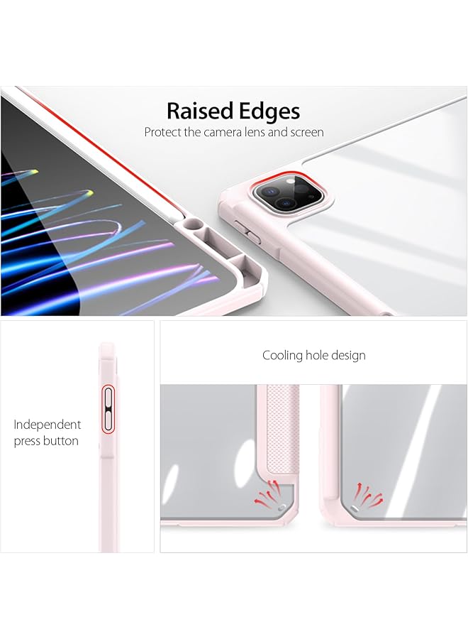 erorex Triple Fold Transparent Case Compatible With Ipad Pro 13 2024 7Th Generation Tablet Case With Pencil Holder And Auto Sleep Wake For Ipad Pro 13 Inch Pink - Image 2