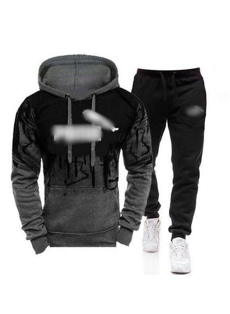 KUYING New Hooded Coat Pants Sports Casual Two-Piece Set 