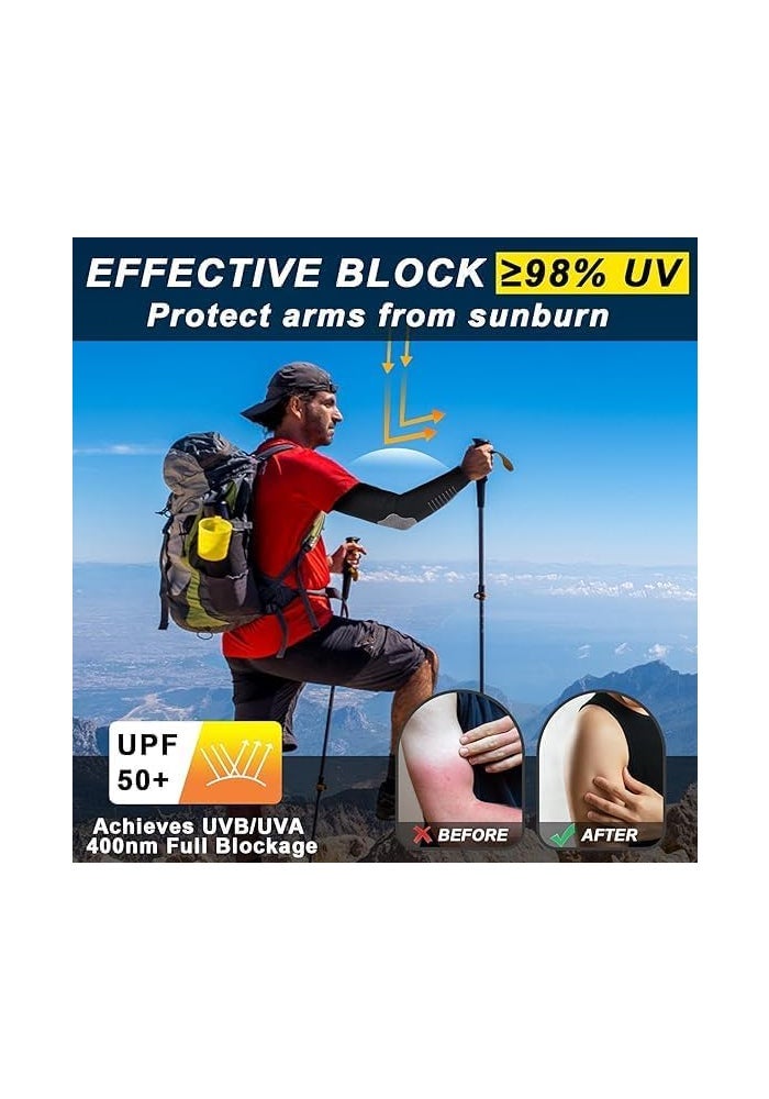 4 Pairs UV Sun Protection Arm Sleeves for Men and Women, UPF 50+ Cooling Compression Sleeves - Image 2