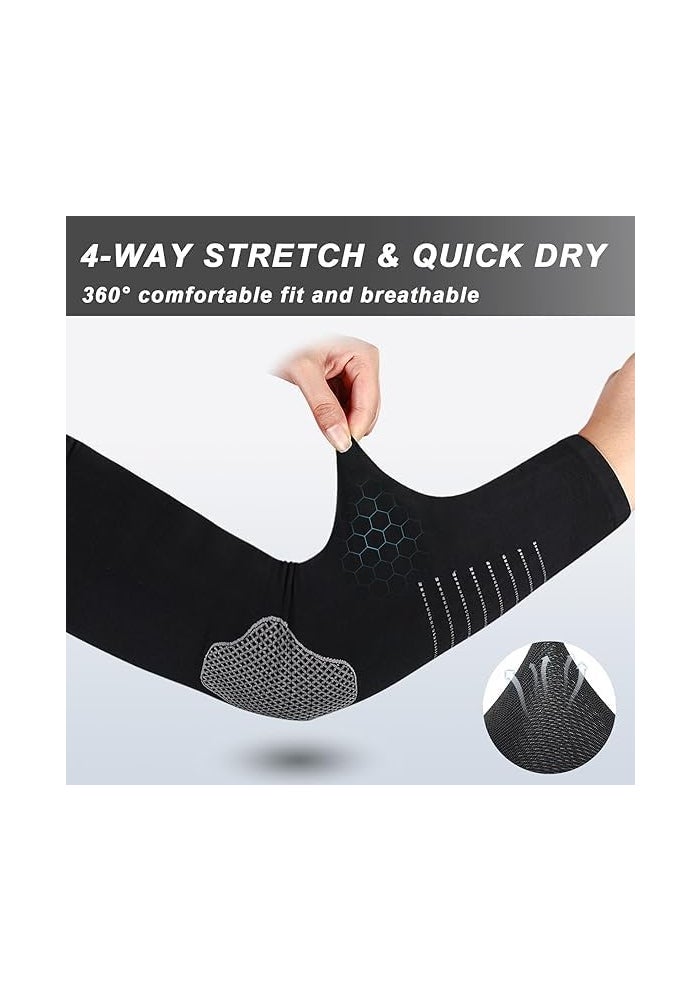 4 Pairs UV Sun Protection Arm Sleeves for Men and Women, UPF 50+ Cooling Compression Sleeves - Image 3