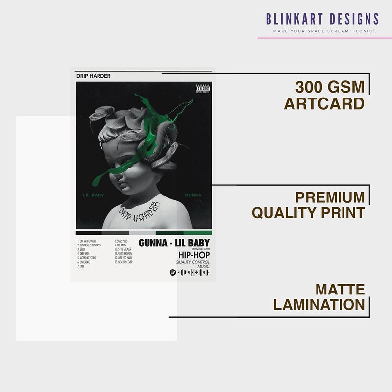 BLINKART BLINKART GunnaThe Drip Harder Popular Music Album Songs Hanging Wall ArtWork PhotoFrames 13x10 inch Decor For Home Bedroom Living Room Aesthetics Spotify Song Link QR Code With Your Photo Frame  - Image 5