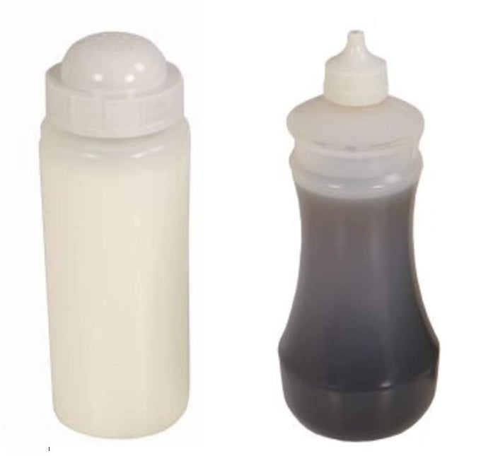 SALT SHAKER VINEGAR BOTTLE SET FISH CHIP SHOP TAKEAWAY CAFE ZODIAC VINEGAR AND SALT 2 BOTTLES