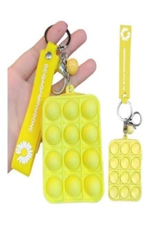 Generic "Innovative Silicone Fidget Keychain for Stress Relief, Pop It Bubbles (Yellow)."  - Image 1