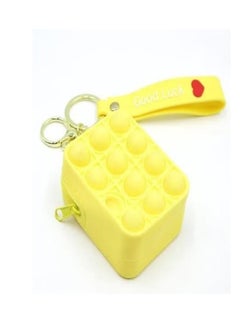 Generic "Innovative Silicone Fidget Keychain for Stress Relief, Pop It Bubbles (Yellow)."  - Image 2