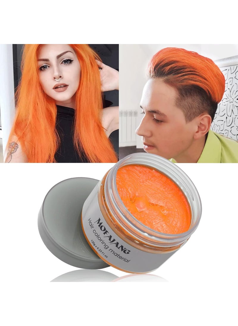 ZENTANMEI Temporary Hair Color Wax Hair Coloring Styling Wax Colored 423Oz Each Neutral Hair Wax Clay Mud Matte LongLasting Definition Hairstyle Cream Orange 