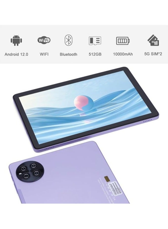 REBENUO 10.1-inch Android 13.0 Smart Tablet PC with Wireless Bluetooth Mouse and Keyboard 800x1280 IPS Display 5G 8GB RAM 512GB ROM Dual SIM WiFi GPS Bluetooth Kids Tab Purple - Image 4
