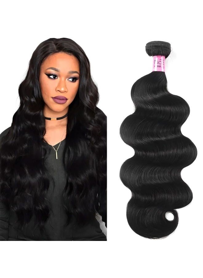 VEZE شعر UNice البرازيلي بتقنية الجسم الموجي - حزمة واحدة من شعر الإنسان 100% غير معالجة من شعر العذراء - إكسسوارات شعر بلون أسود طبيعي يمكن صبغها وتفتيحها بطول 16 بوصة - Image 1